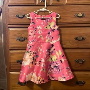 CHILDREN’S PLACE pink and floral silky fit and flare formal dress size 5
